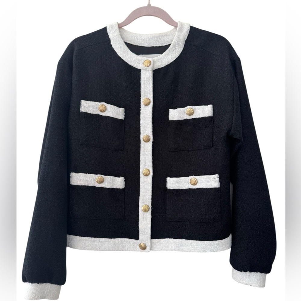 Anthropologie Etttwa Black and White Jacket Size Small